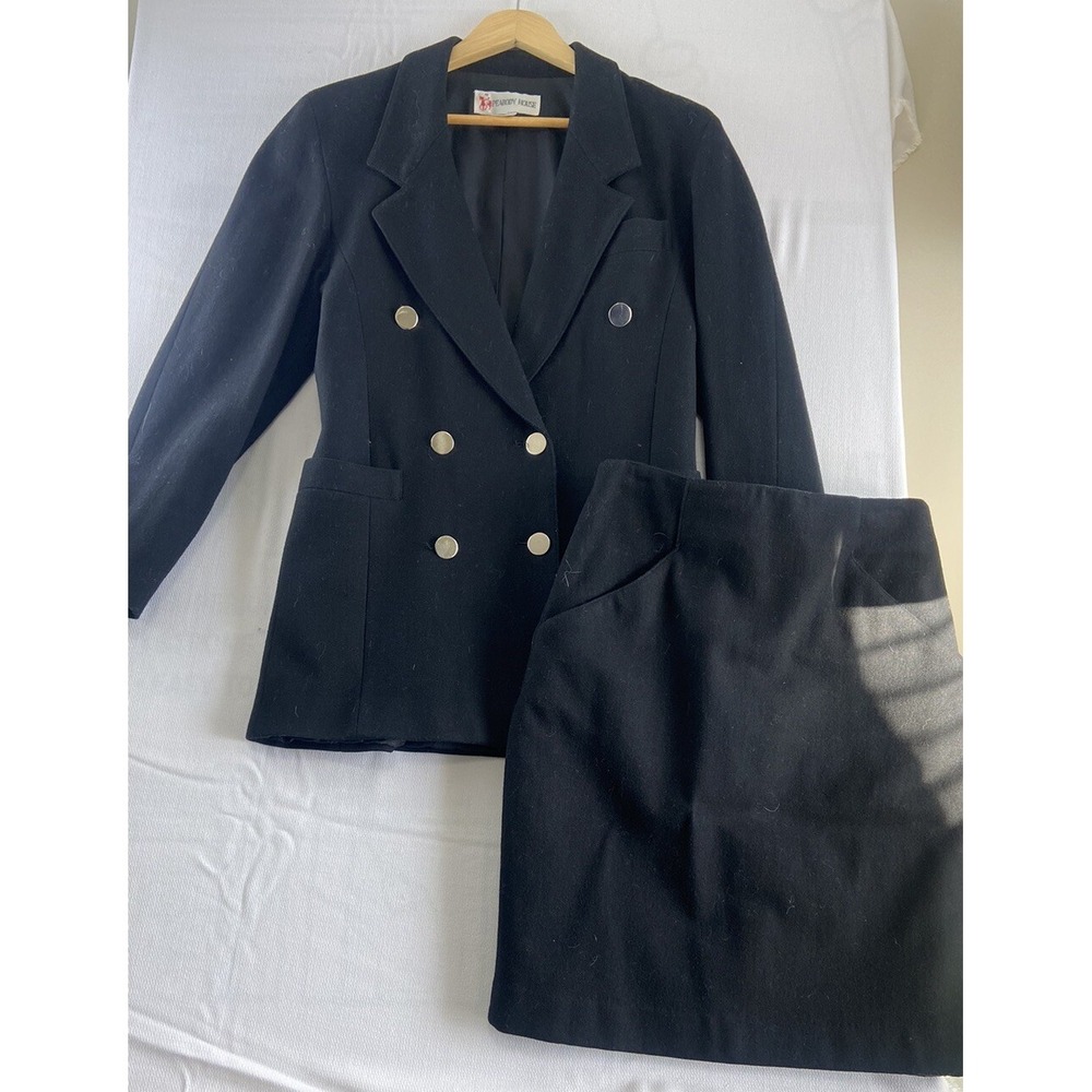 Peabody House Skirt Suit Wool Blend Women's Size 5/6 Black Classic‎